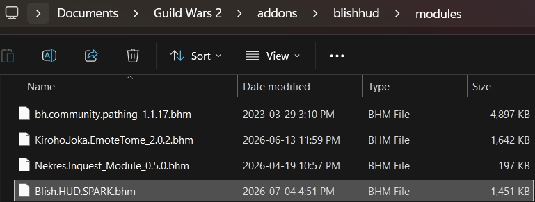Windows Explorer in the Blish HUD folder